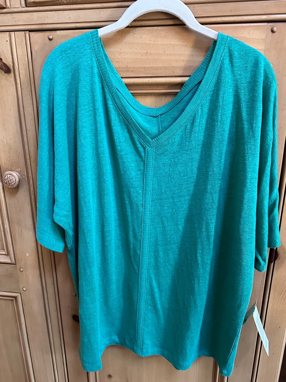 NWT $138 Large Eileen Fisher Emerald
Green Linen Jersey Dolman Slouchy Tunic Top